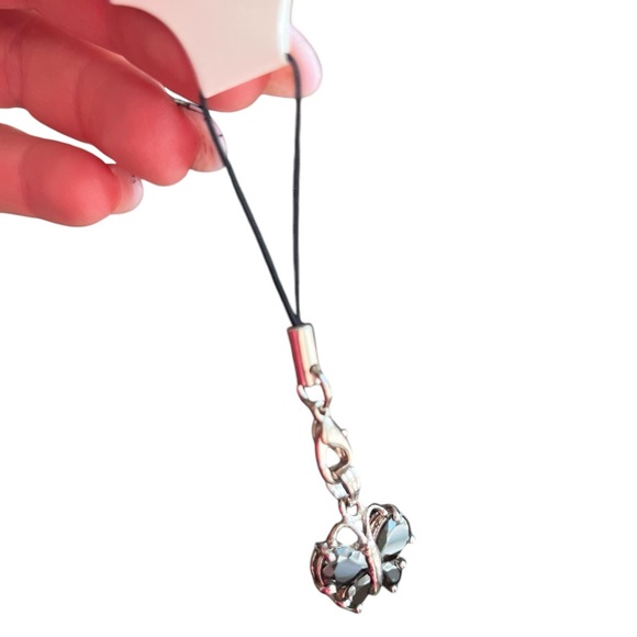 New Black Cubic Zirconia Butterfly Charm on Mini Lanyard - Picture 6 of 6